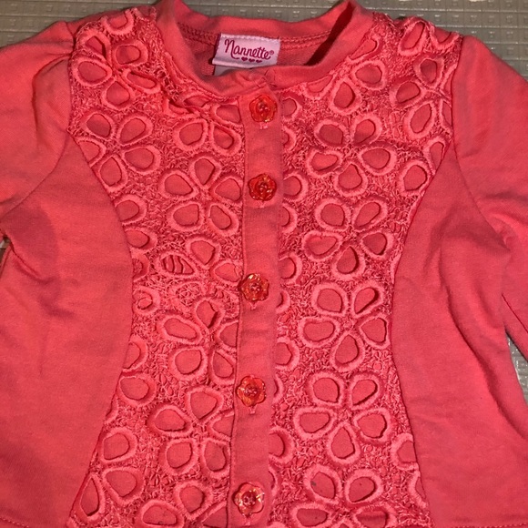 Nannette, coral, girls sz 2T cardigan - Picture 2 of 5